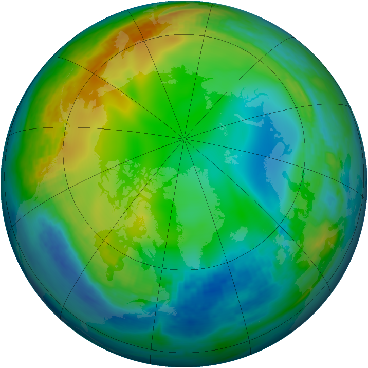 Arctic ozone map for 10 December 1990